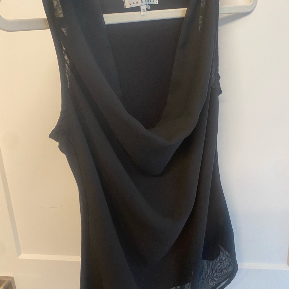 Red Haute Black Drape Sleeveless Blouse - Picture 4 of 5